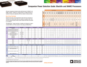 Companion Power Selection Guide: Blackfin and SHARC Processors