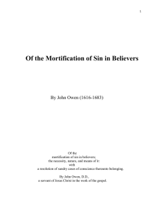 Of the Mortification of Sin in Believers By John Owen (1616