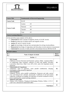 Course Title Fundamentals of Electrical Engineering Course Code