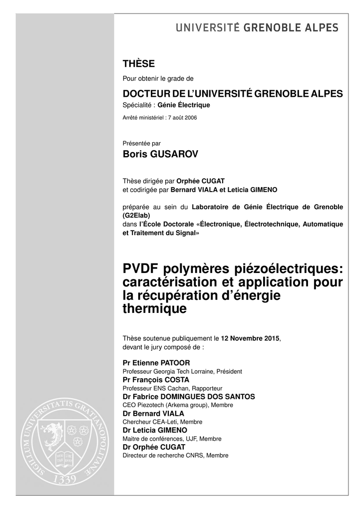 Pvdf Polymeres Piezoelectriques Caracterisation Et
