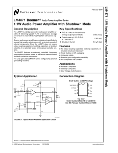 LM4871 1.1W Audio Power Amplifier with Shutdown Mode