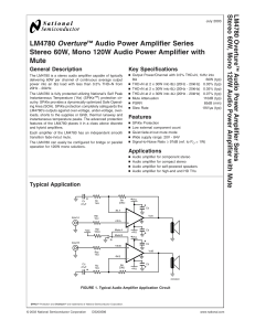 LM4780 Overture™ Audio Power Amplifier Series Stereo 60W