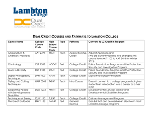 DUAL CREDIT COURSES AND PATHWAYS TO LAMBTON COLLEGE