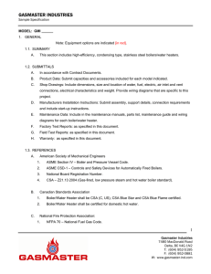 GMI 1.5M Boiler Specifications