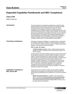 Data Bulletin Expanded Capability Panelboards and NEC Compliance