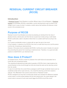 RESIDUAL CURRENT CIRCUIT BREAKER (RCCB) Purpose of