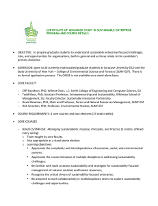 Proposed Certificate of Advanced Studies in Sustainable Enterprise
