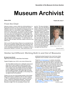 Museum Archivist newsletter - Society of American Archivists