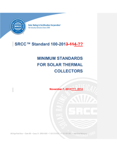DRAFT Standard 100 20140605 - Solar Rating and Certification