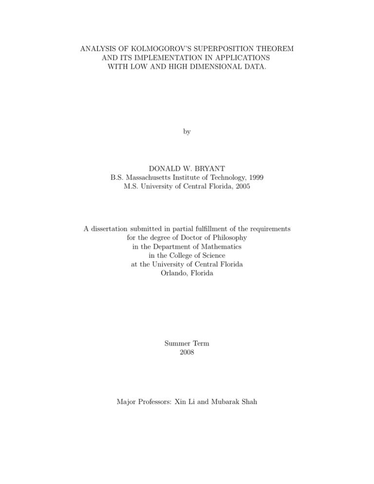 ANALYSIS OF KOLMOGOROV`S SUPERPOSITION THEOREM AND