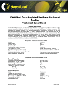 UV40 Dual Cure Acrylated Urethane Conformal Coating Technical