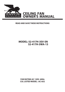 ceiling fan owner`s manual - Del Mar Fans and Lighting