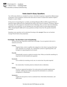 Verbs Used in Essay Questions