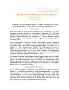 Utilizing Bloom`s Taxonomy in Your Classroom