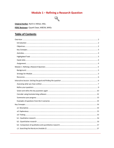 Module 1 – Refining a Research Question Table of Contents