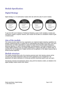 Module Specification: Digital Strategy Aim of the module Module