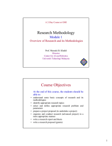 Research Methodology Course Objectives