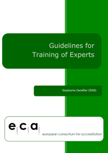 Guidelines for Training of Experts