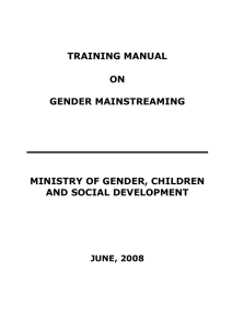 TRAINING MANUAL ON GENDER MAINSTREAMING MINISTRY OF