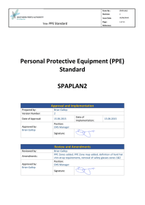 Personal Protective Equipment (PPE) Standard SPAPLAN2