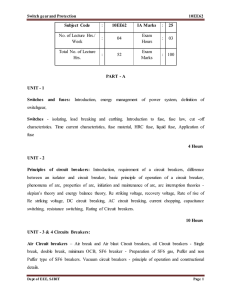 Switch gear and Protection - SJB Institute of Technology