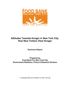 Attitudes Towards Hunger in New York City: How New Yorkers View
