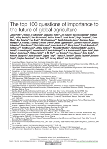 The top 100 questions of importance to the future of global agriculture
