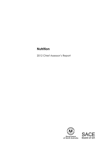 2012 Nutrition Chief Assessor`s Report