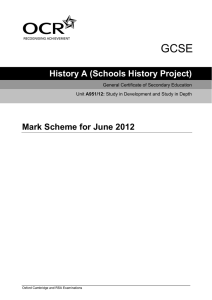 Mark scheme - Unit A951/12 - Development study - June
