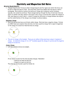 Electricity and Magnetism Unit Notes