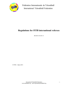 Regulations for FITB international referees