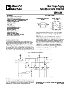 SSM2135 Dual Single-Supply Audio Operational Amplifier