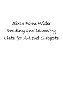 Sixth Form Wider Reading and Discovery Lists for A