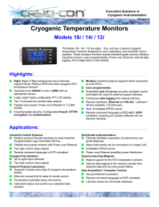 Model 18i / 14i Cryogenic Temperature Monitor Data Sheet
