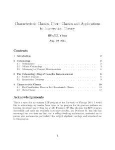 Characteristic Classes, Chern Classes and Applications to