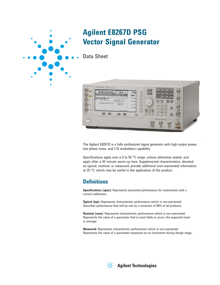 Agilent E8267D PSG Vector Signal Generator