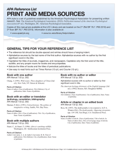 APA Reference List: Print and Media Sources