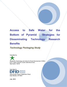 Access to Safe Water for the Bottom of Pyramid : Strategies for