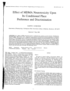 Effect of MDMA Neurotoxicity Upon Its Conditioned Place