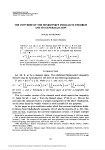the converse of the minkowskfs inequality theorem and its