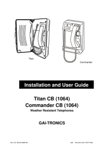 Installation and User Guide Titan CB (1064) Commander CB (1064)