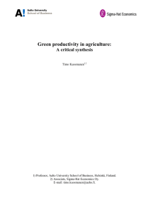 Green productivity in agriculture