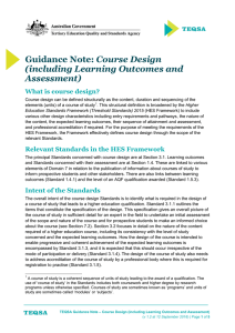 Course Design (including Learning Outcomes and Assessment)