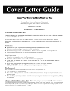 the cover letter - University of Manitoba