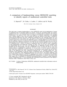 A comparison of handsearching versus MEDLINE searching to