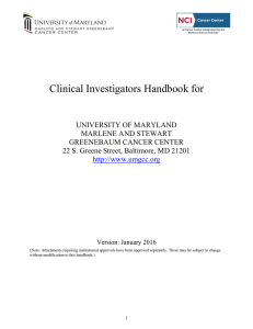Clinical Investigators Handbook for - University of Maryland Medical