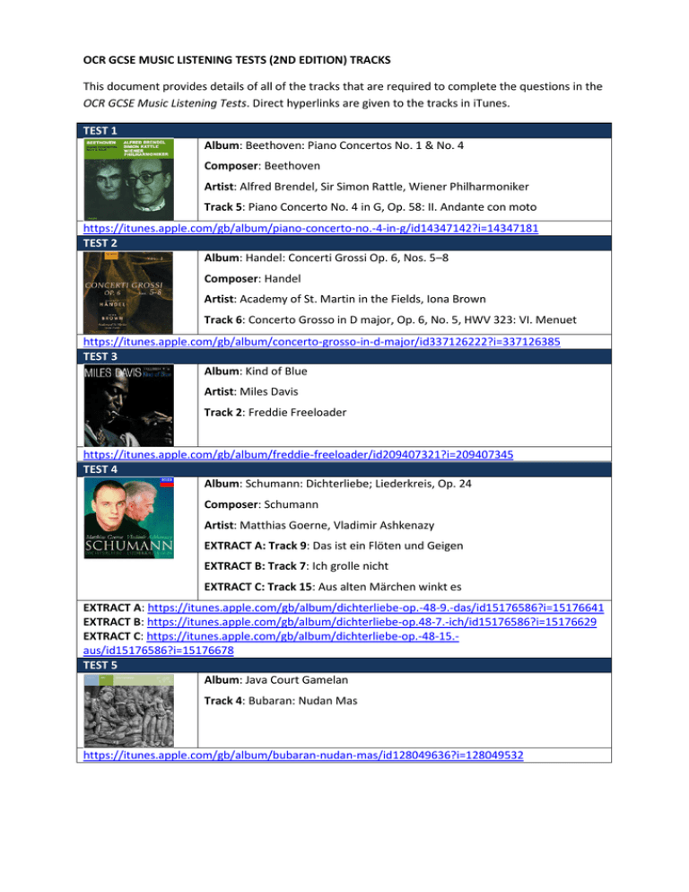  OCR GCSE MUSIC LISTENING TESTS 2ND