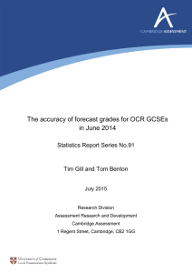 The accuracy of forecast grades for OCR GCSEs in June 2014
