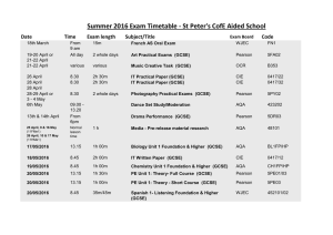 Summer 2016 Timetable - St Peter`s Church of England Aided School