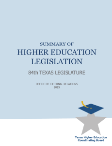 Summary of Higher Education Legislation